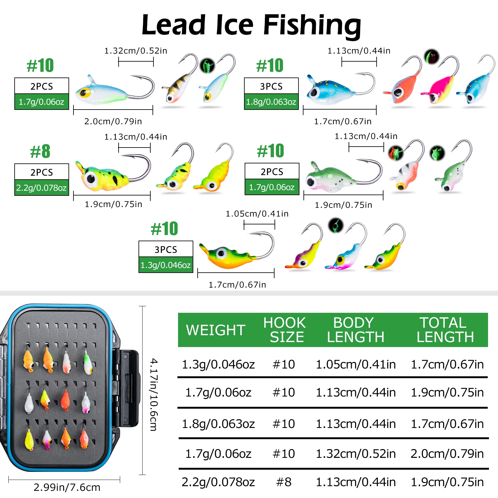 Goture 24 unids/caja brillo hielo Jig señuelo Kits invierno río pesca cebo mini plantilla de hielo aparejos Lucio Tilapia pesca accesorios de señuelo duro - imagen 3