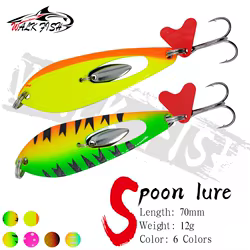 WALK FISH-señuelo de pesca con cuchara de Metal, 12g, ruido, lentejuelas, Paillette, carpa, lubina, cebos de pesca duros artificiales con anzuelo triple, 1 Uds.