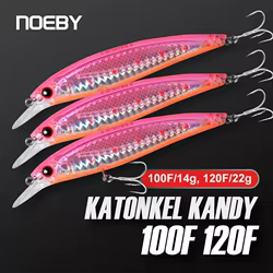 Noeby 3 uds Jerkbait pececillo flotante Señuelos de Pesca 100mm 13,6g 120mm 22g Wobblers de fundición larga cebo Artificial cebos de pesca de mar