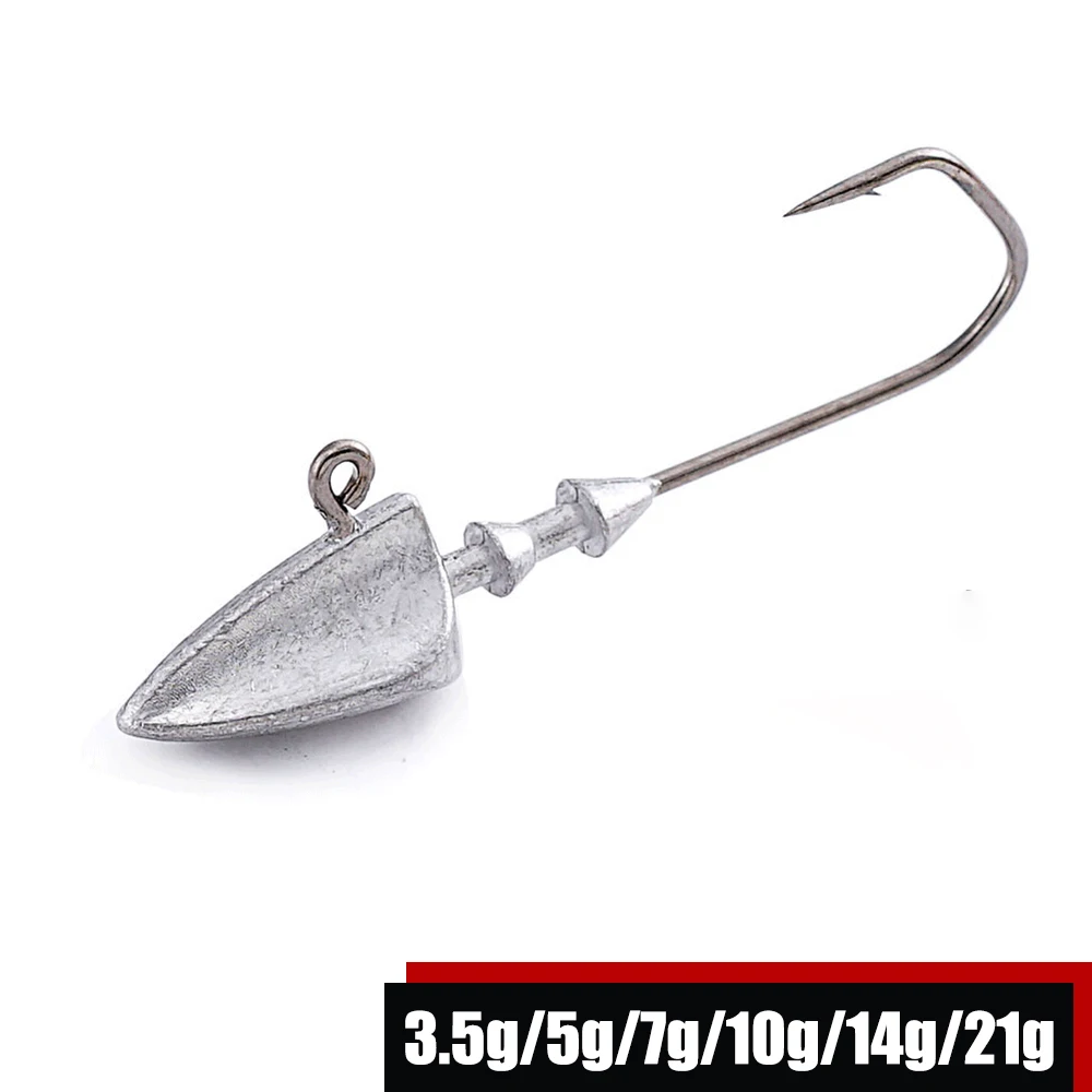 Anzuelos de plomo con púas para gusanos, señuelo suave para pesca en agua salada, 3,5g/5g/7g/10g/14g/21g