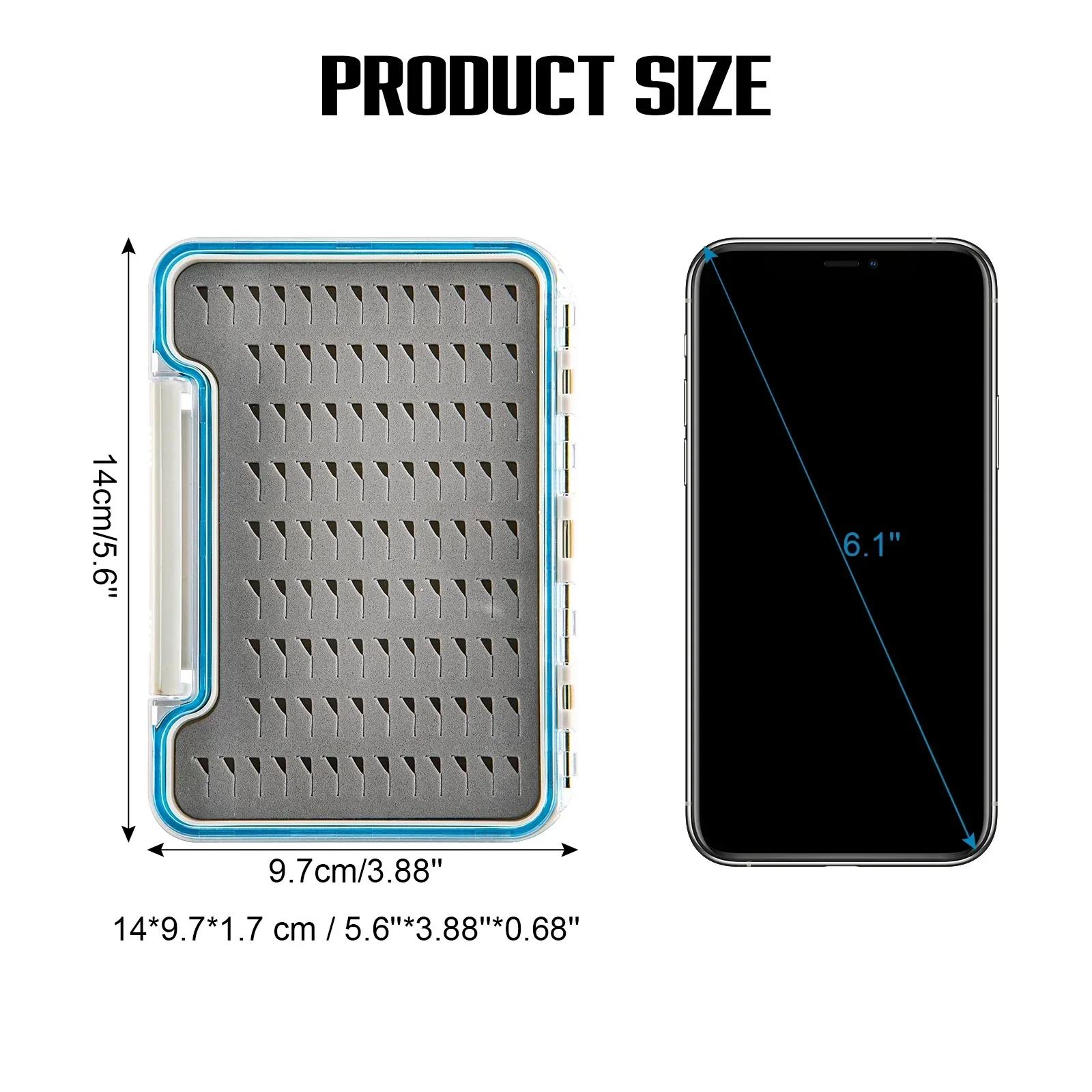 Goture-caja de señuelos con mosca 100%, resistente al agua, portátil, para trucha, moscas, cebo, caja de almacenamiento con funda de inserción de silicona, accesorio de pesca de plástico - imagen 3
