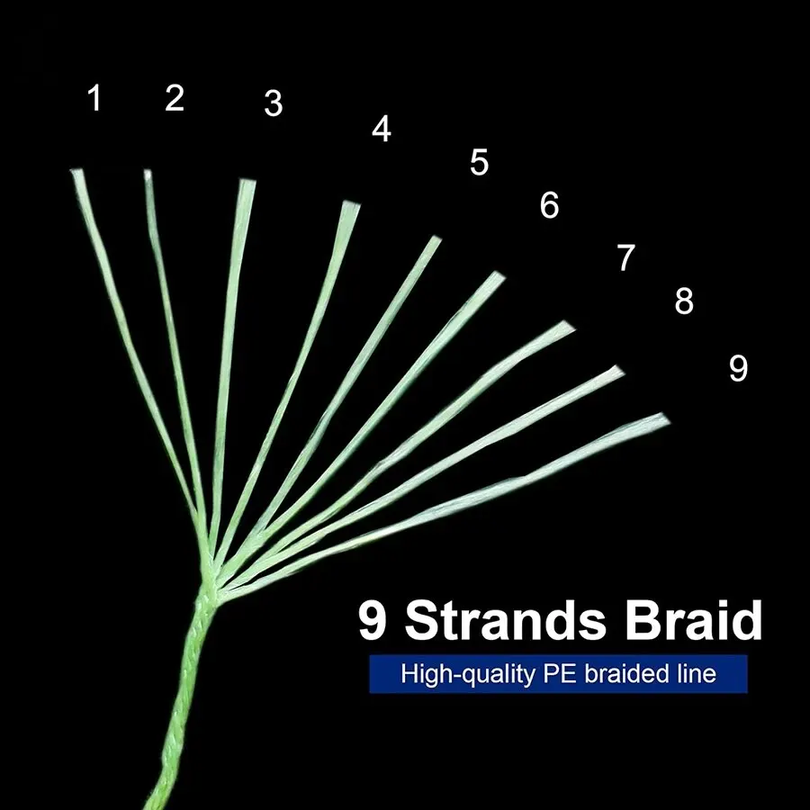 Línea de pesca trenzada de PE de 9 hebras, línea de pesca más suave de 328 yardas/547 yardas, resistente a la abrasión, diámetro fino de 15-180LB - imagen 5