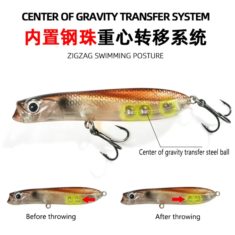 Popper WALK'N ROLL Señuelo Topwater Lápiz – Cebo pesca superficie - imagen 3