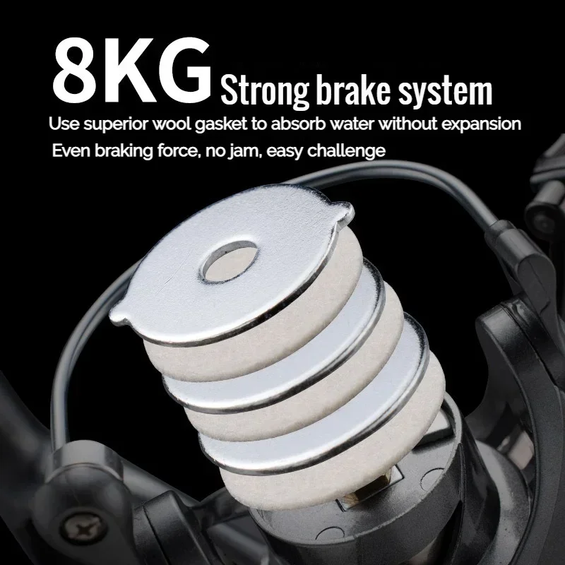 VWVIVIDWORLD-carrete de pesca giratorio, accesorio de Metal CNC, doble balancín, relación de transmisión 2500: 1, arrastre máximo de 8KG, para agua dulce y salada, Serie 6000-5,2 - imagen 5