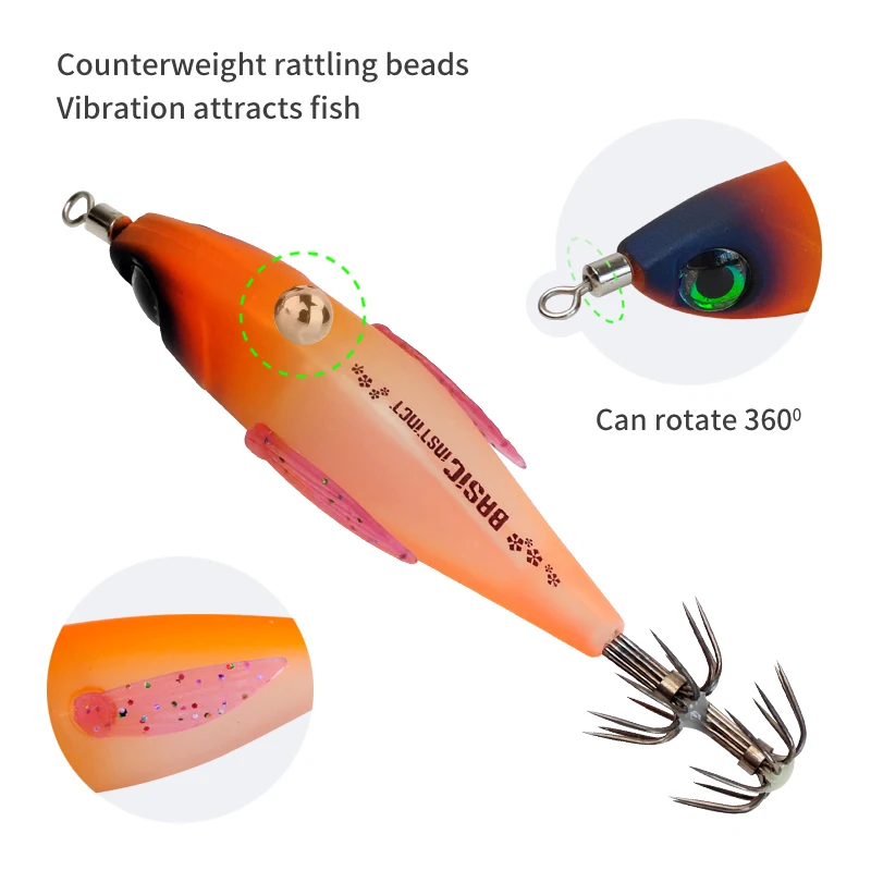 5 uds cebo de calamar 4,8g Webfoot pulpo Egi señuelo de agua salada camarones artificiales Egi señuelo sepia calamar Horizontal Jig gancho Kit herramienta - imagen 3