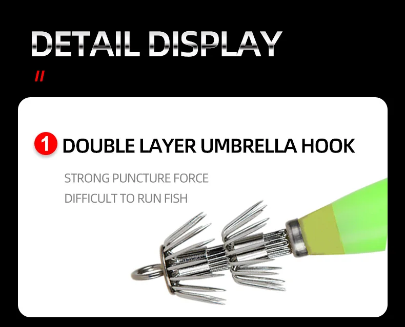 Hook para paraguas de doble capa Fuerza de punción fuerte Fuerza de pescado difícil de ejecutar Fish