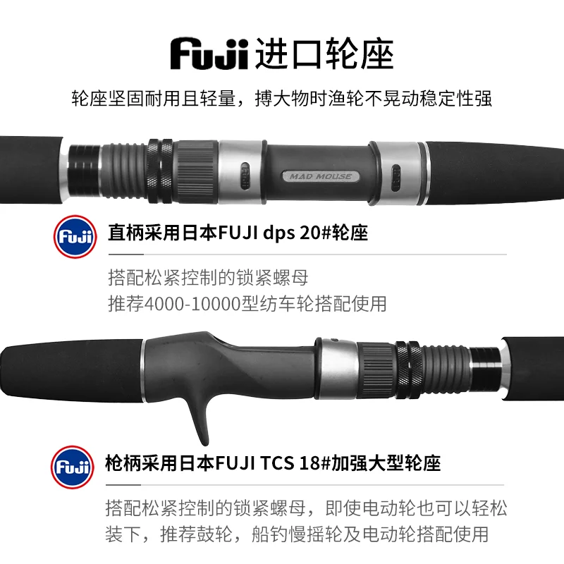 MADMOUSE-caña de pescar de mar, piezas japonesas Fuji, Progress x 2,1/2,4 M, 15kg, Spinning/casting, jigging, Ocean, novedad - imagen 4