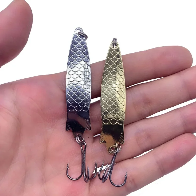 Luia purpurina dorada y plateada, cebo de pico de urdimbre, tipo cuchara VIB, piña, Metal - imagen 2