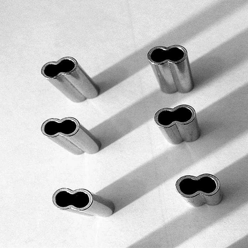 Mangas de prensado de doble barril para Pesca, conector de aparejos de tubo de alambre de latón, accesorios de Pesca de alta resistencia, 50 Uds. - imagen 3