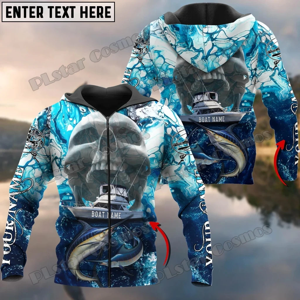 Nombre personalizado Mahi Mahi cráneo barco pesca 3D impreso moda hombres Zip Sudadera con capucha otoño Unisex Casual con capucha cremallera QDY61 - imagen 4