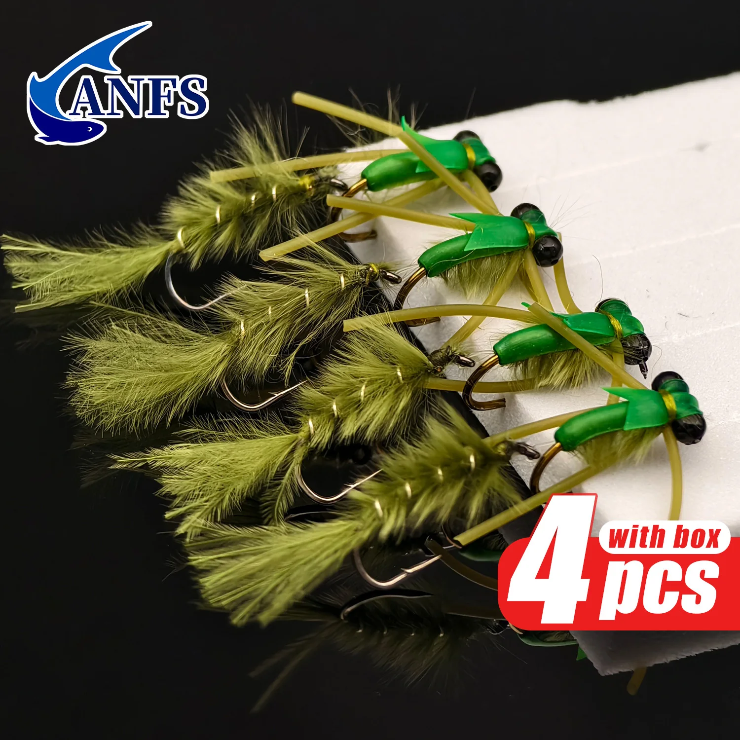 ANFS 4 Uds Damselfly moscas de pesca-anzuelos dobles cebos para moscas para pesca en agua dulce y salada - imagen 3