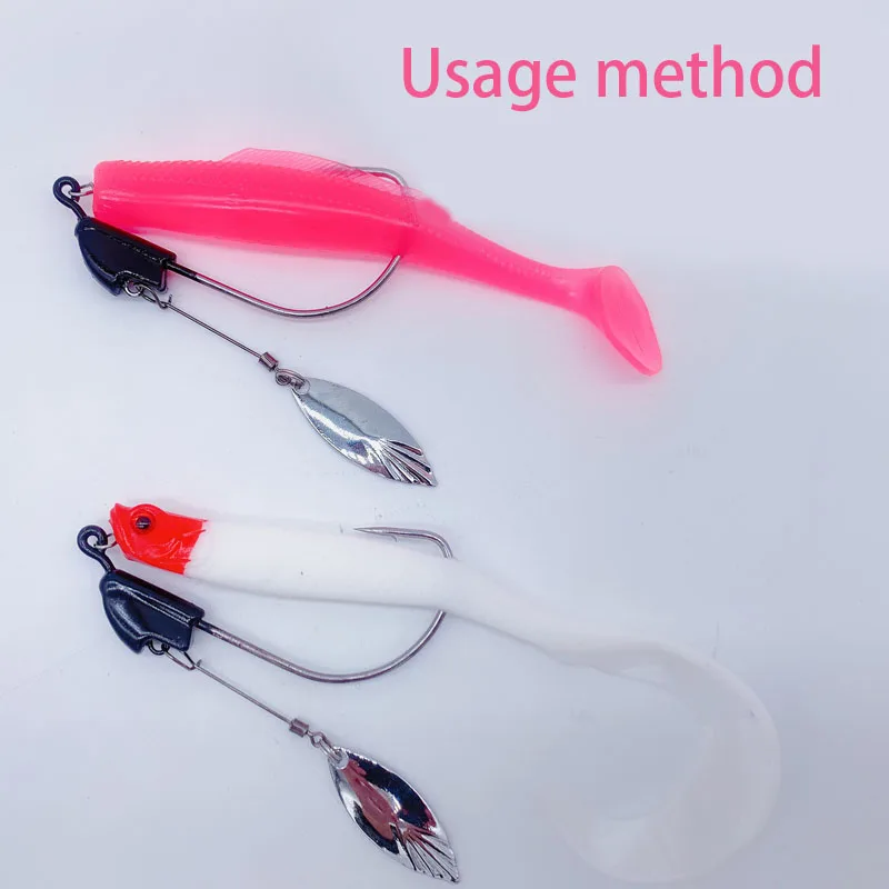 TAKEDO BY02 anzuelos con cabeza de anzuelo, anzuelo de pesca con cuchara, 3 unids/bolsa, anzuelo de gusano con manivela, anzuelos suaves ponderados, todo para pescar - imagen 4