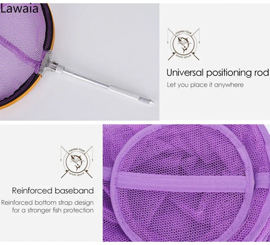 Red de pesca de secado rápido, jaula para camarones con bolsa, trampa de pesca, profundidad de 110cm/135cm, trampas plegables para crayones, herramienta de pesca de carpa - imagen 5