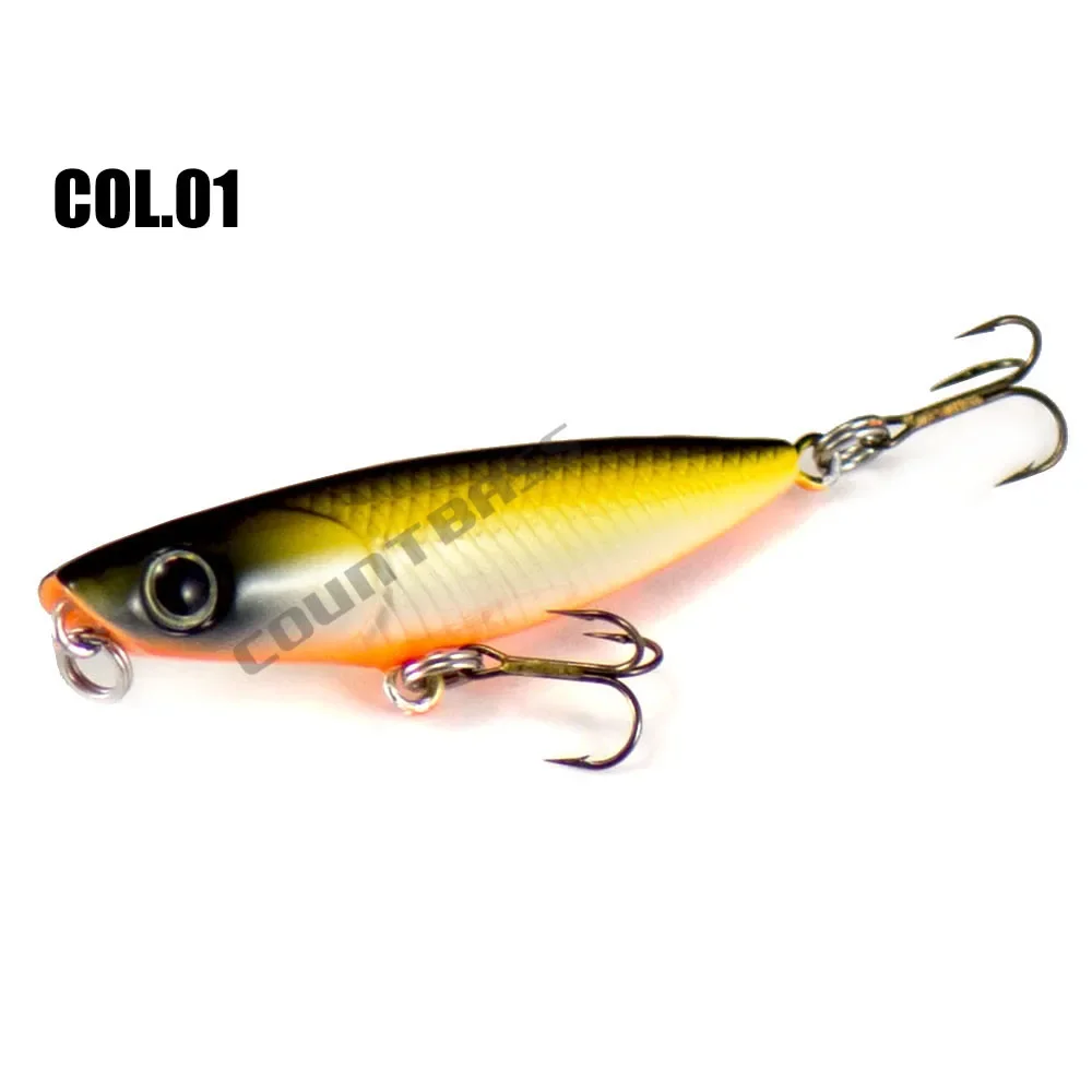 Señuelos Wobbler Countbass Topwater para pesca, Mini Bass Fishing Popper Micro Plug con anzuelos VMC, 43 mm, 2 g - imagen 4