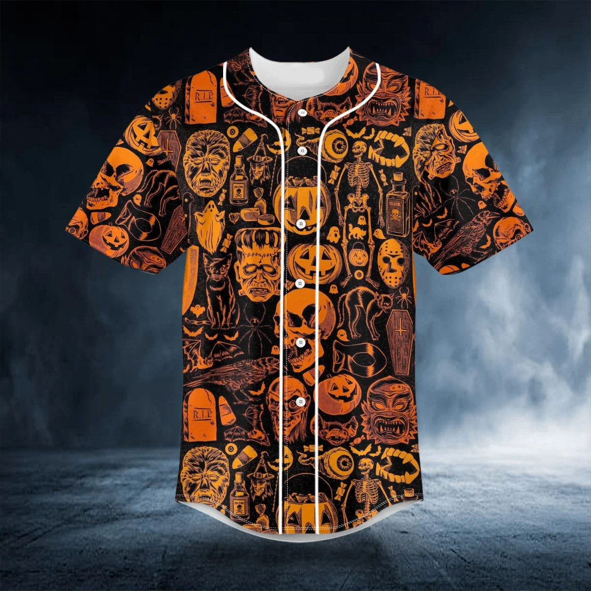 PLstar Cosmos Happy Halloween patrón calabaza cráneo 3D impreso moda hombres béisbol Jersey Unisex Casual camisa de béisbol BQS16 - imagen 2