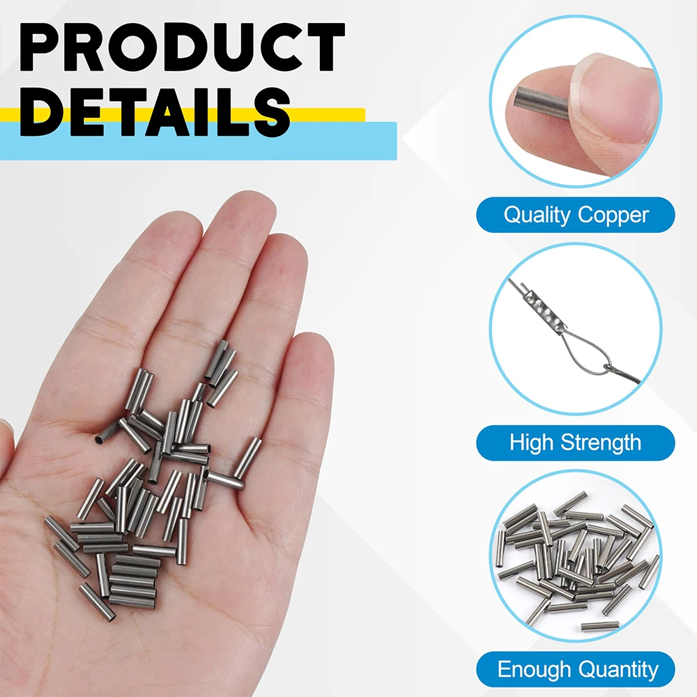 400 Uds mangas de engarzado de pesca mangas de engarzado de un solo barril mangas de engarzado de cobre y latón tubos de sedal de pesca conectores de tubo - imagen 3