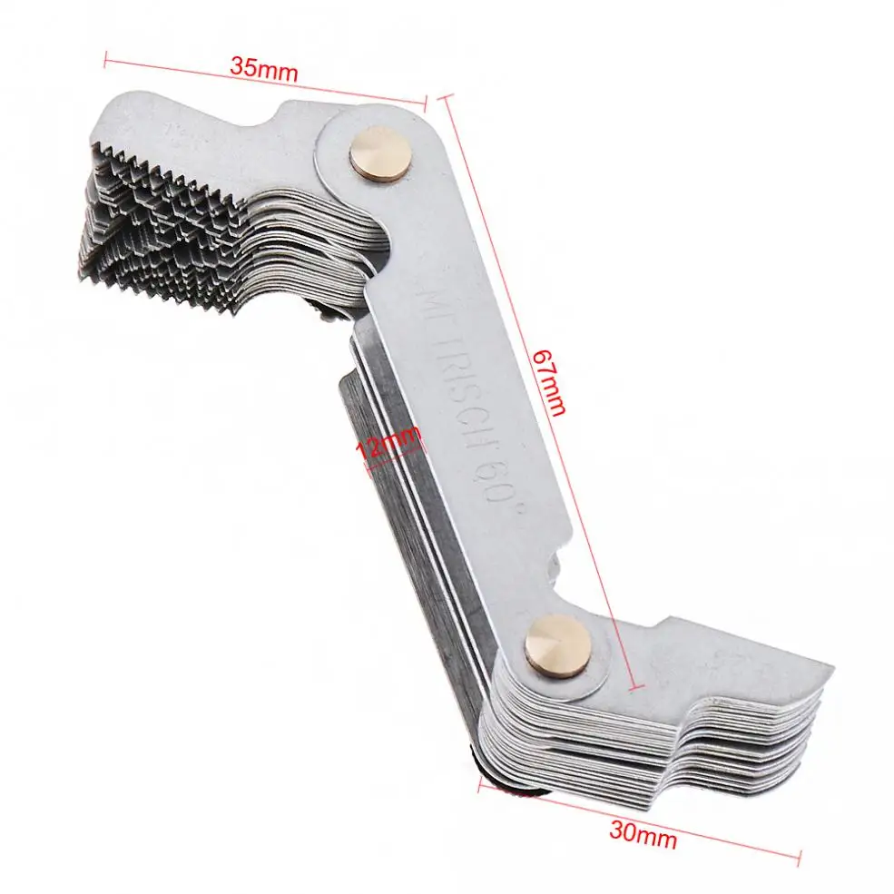 Escala de paso de acero inoxidable de 58 piezas, herramienta de medición de alta precisión, inserto de calibre de tornillo de EE. UU. + pulgada métrica, muestras de rosca de una pieza - imagen 4