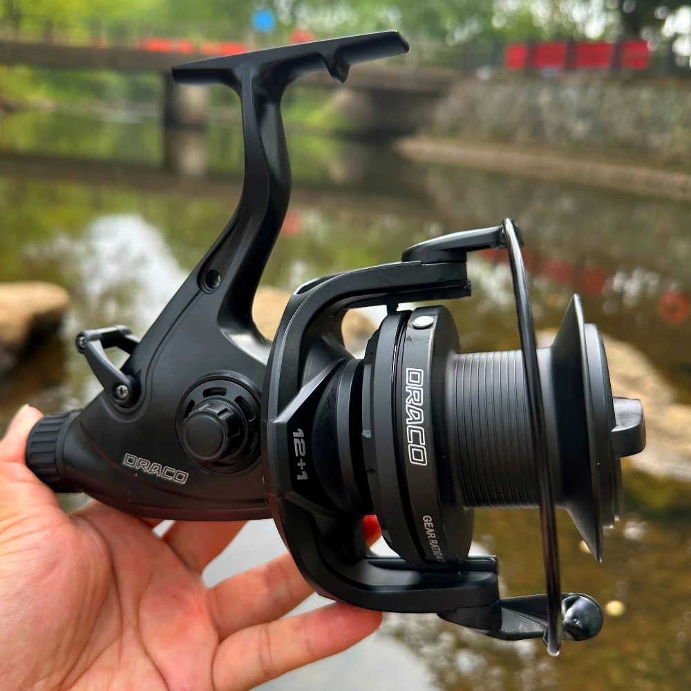 Carrete de pesca giratorio de carpa de gran juego, carrete de Metal serie 9000-12000, balancín izquierdo y izquierdo, carrete de pesca de carpa intercambiable - imagen 3