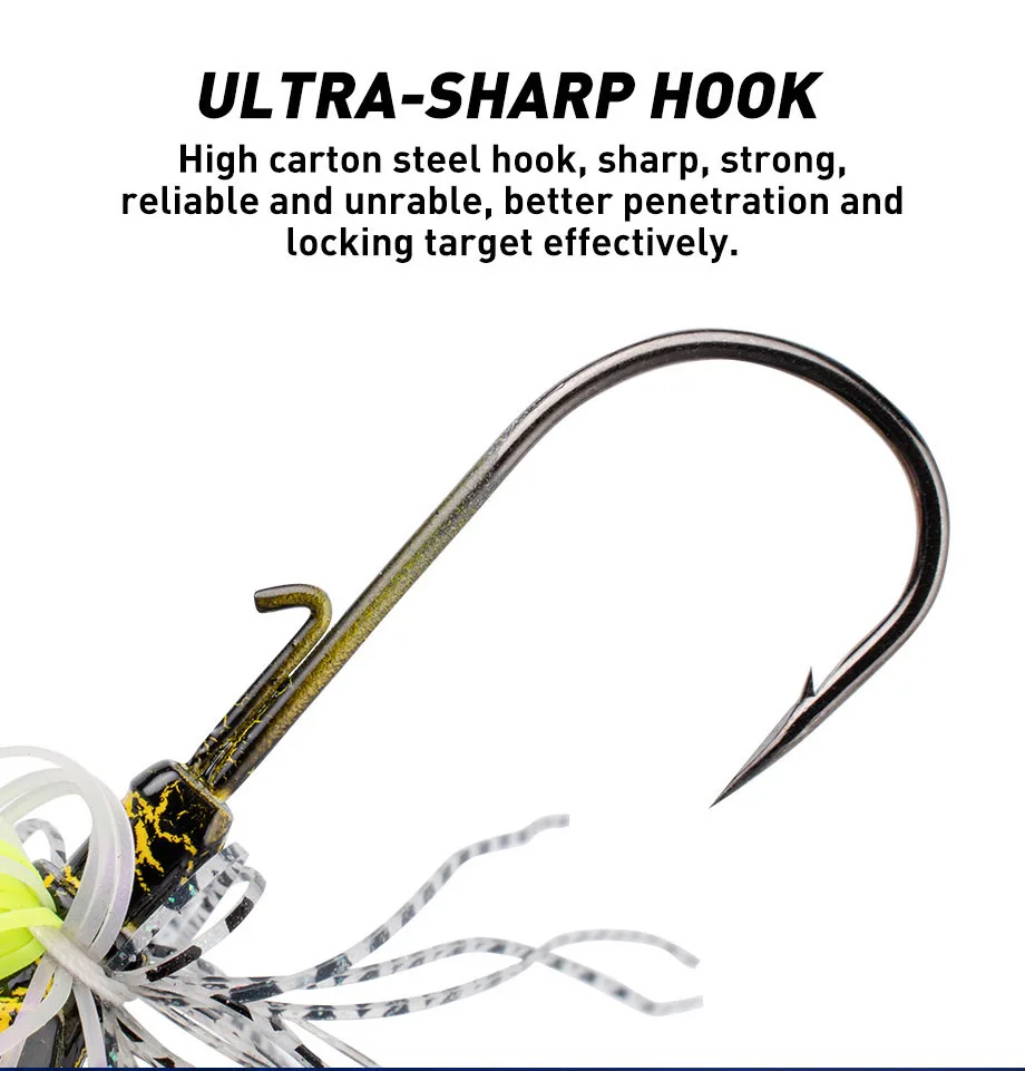 7G/10G/14G cebo giratorio de Metal señuelo de pesca sin malezas Buzzbait Wobbler para lubina Pike Walleye Fish Swim Jig Swimbait - imagen 3