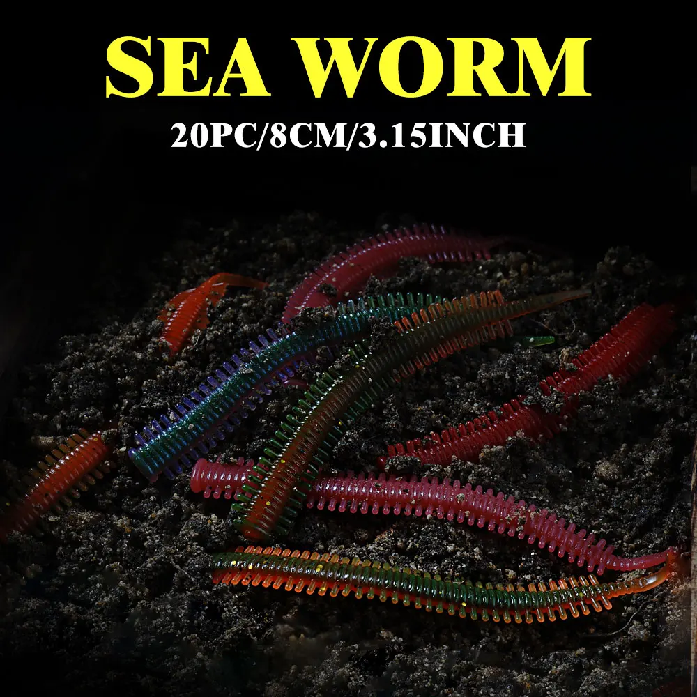 SUNMILE 10 Uds señuelos de gusanos de arena 8,2 cm pesca en sal señuelos blandos artificiales de silicona lubina trucha cebos de plástico - imagen 3