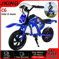 Moto para niños JKING con certificación de seguridad, batería de 26Ah, 16 km/h, carga máxima de 12 pulgadas, 50kg, con pantalla LCD, coche de Pedal para niños