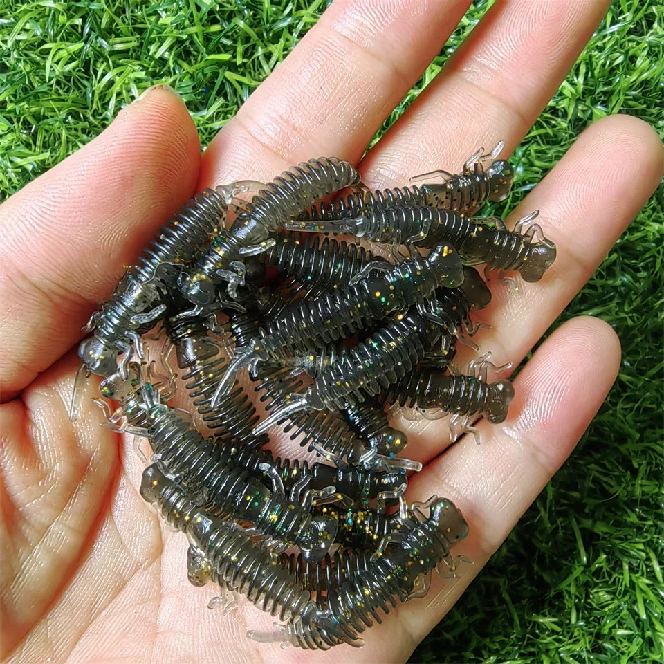 MUKUN 20 unids/lote gusano larva señuelos blandos 40MM 0,4G cebo de silicona Artificial Jigging Wobblers lubina carpa Pesca aparejos de Pesca - imagen 4