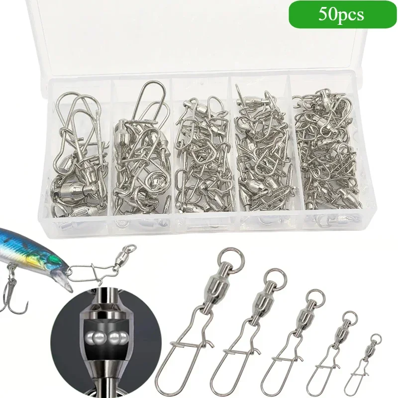 Conectores de anillo de alta velocidad, accesorios de pesca, 50 paquetes