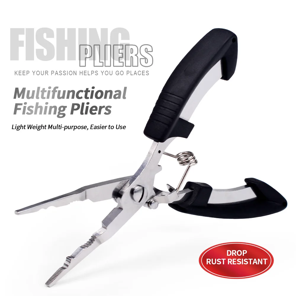 Alicates para pescado, sedal de pesca de corte multifuncional, ergonómico, antideslizante, de alta resistencia, negro, alicates para anzuelo atado, equipo de pesca - imagen 2