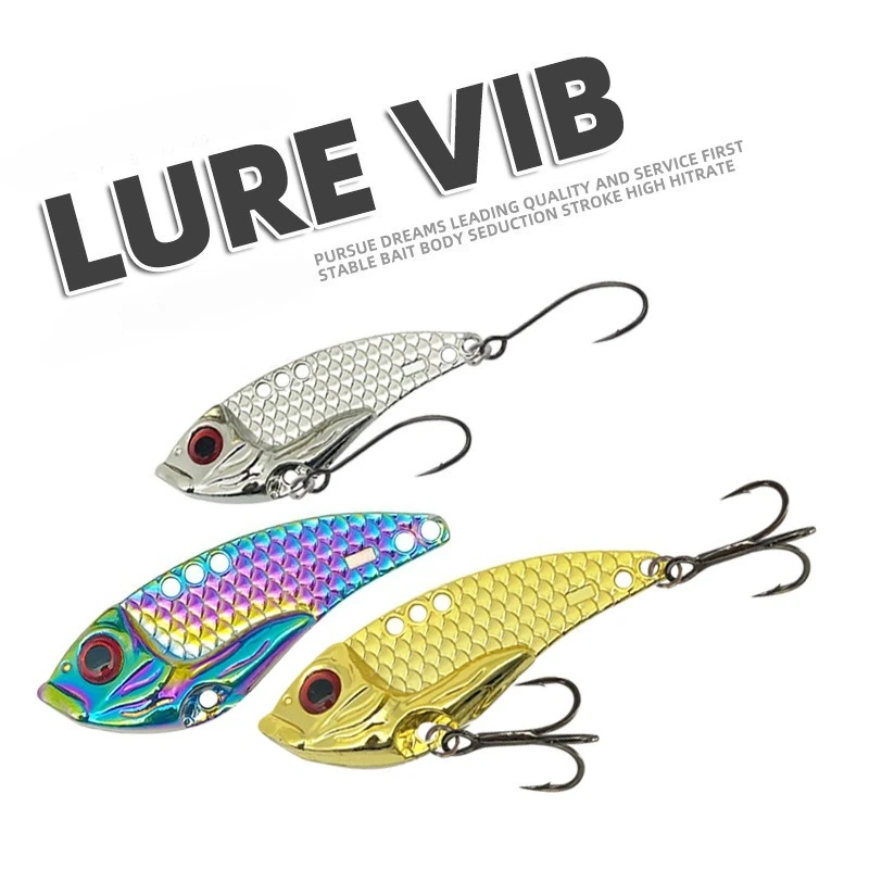 Juego de 3 señuelos JOOYOO VIB de color aleatorio, cebo duro de acero al carbono, colores mezclados, para lubina, trucha, bagre, pargo, caballa