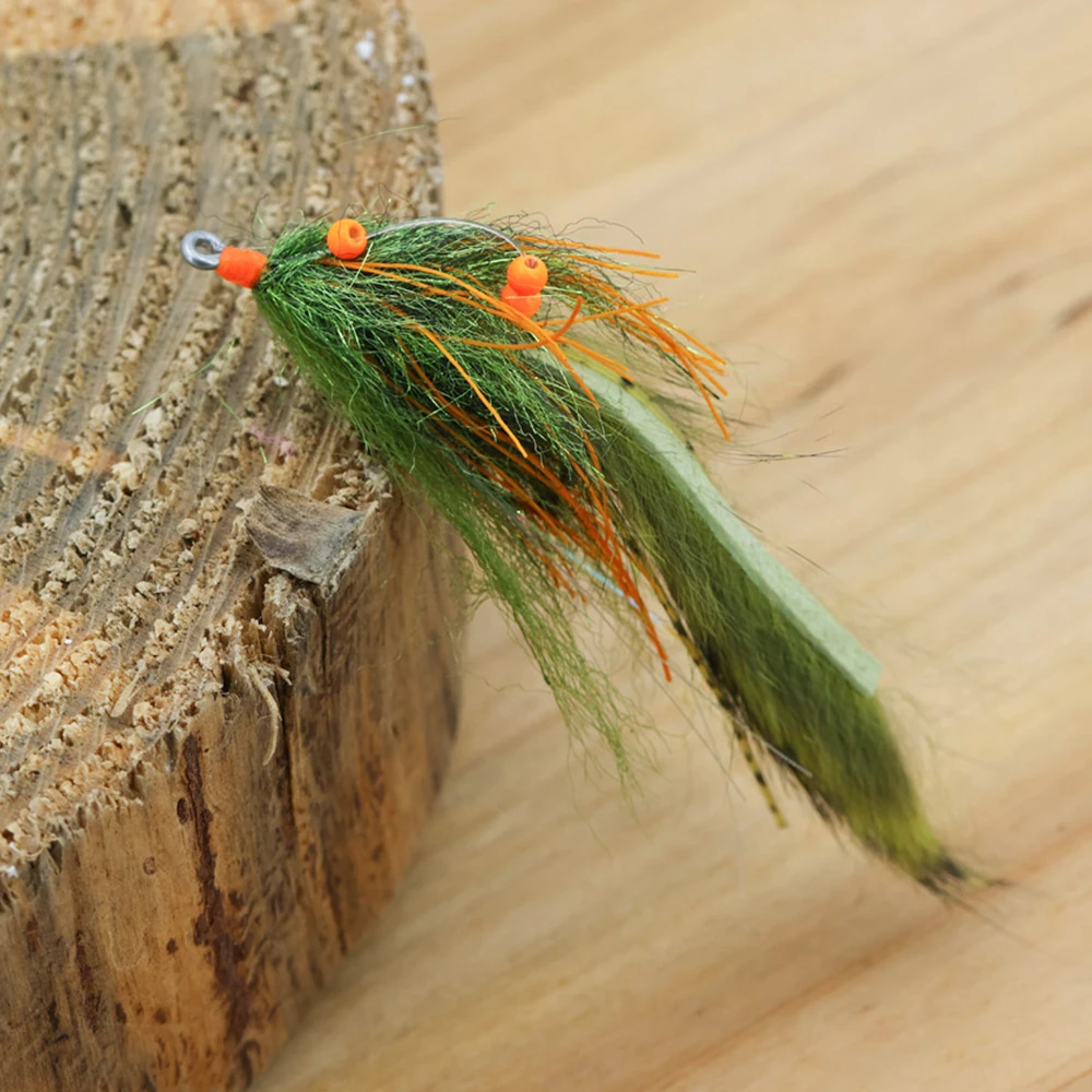 2 uds 2/0 gancho de acero inoxidable Avalon camarones mosca tira de liebre Zonker Streamer señuelo de pesca de agua salada para Tarpon Bonefish permiso