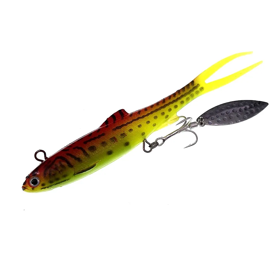 SWOLFY-Cebo Multicolor Luya, bolsa de cola de horquilla, pez de plomo, 14cm/28g, pesca en el mar, equipo de pesca al aire libre, cebo suave de simulación - imagen 4