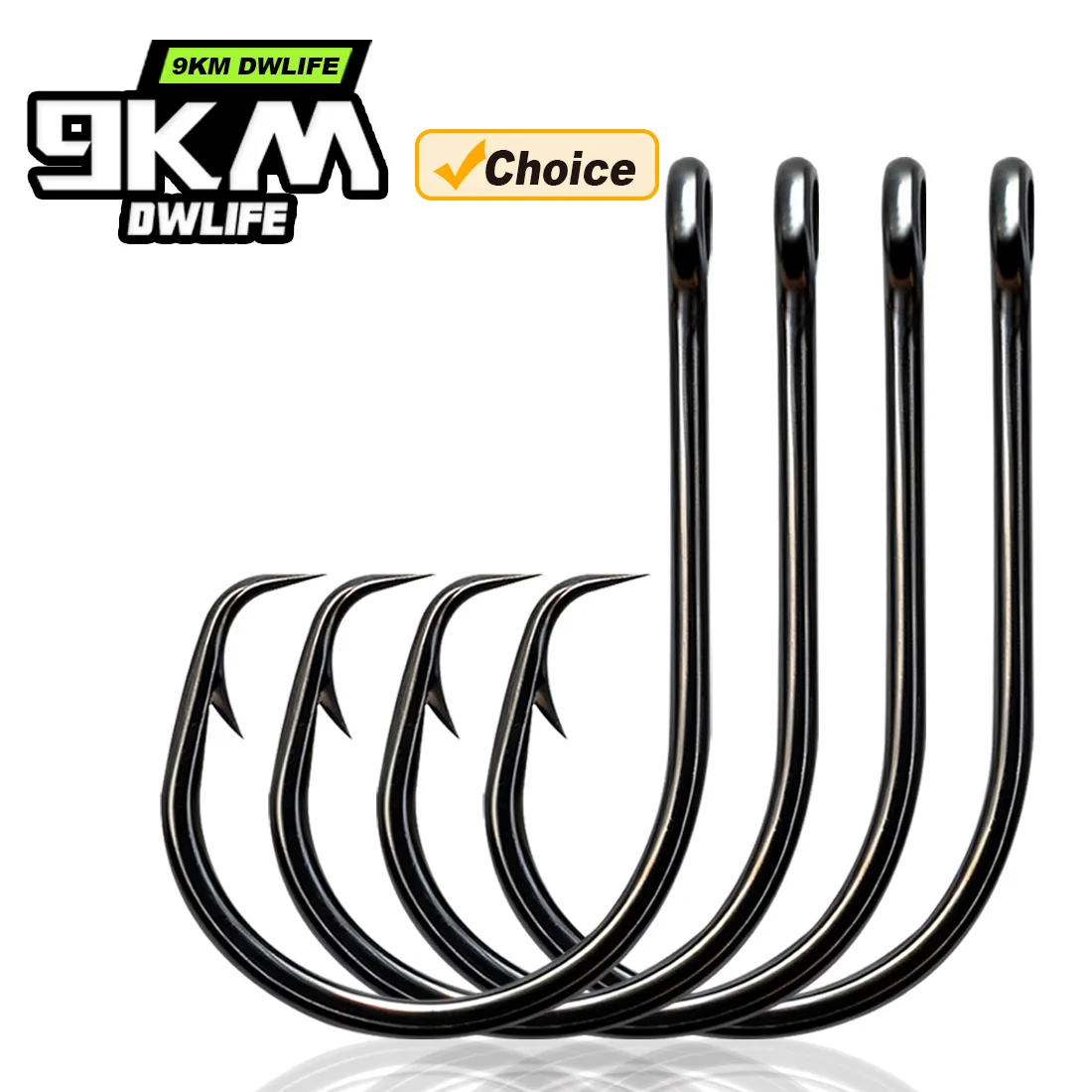 Anzuelo circular de pesca de 9KM, 25-50 Uds., 3X anzuelo de pesca fuerte, anzuelo de espacio ancho en línea sin deslocamento para bagre, lubina rayada, agua salada