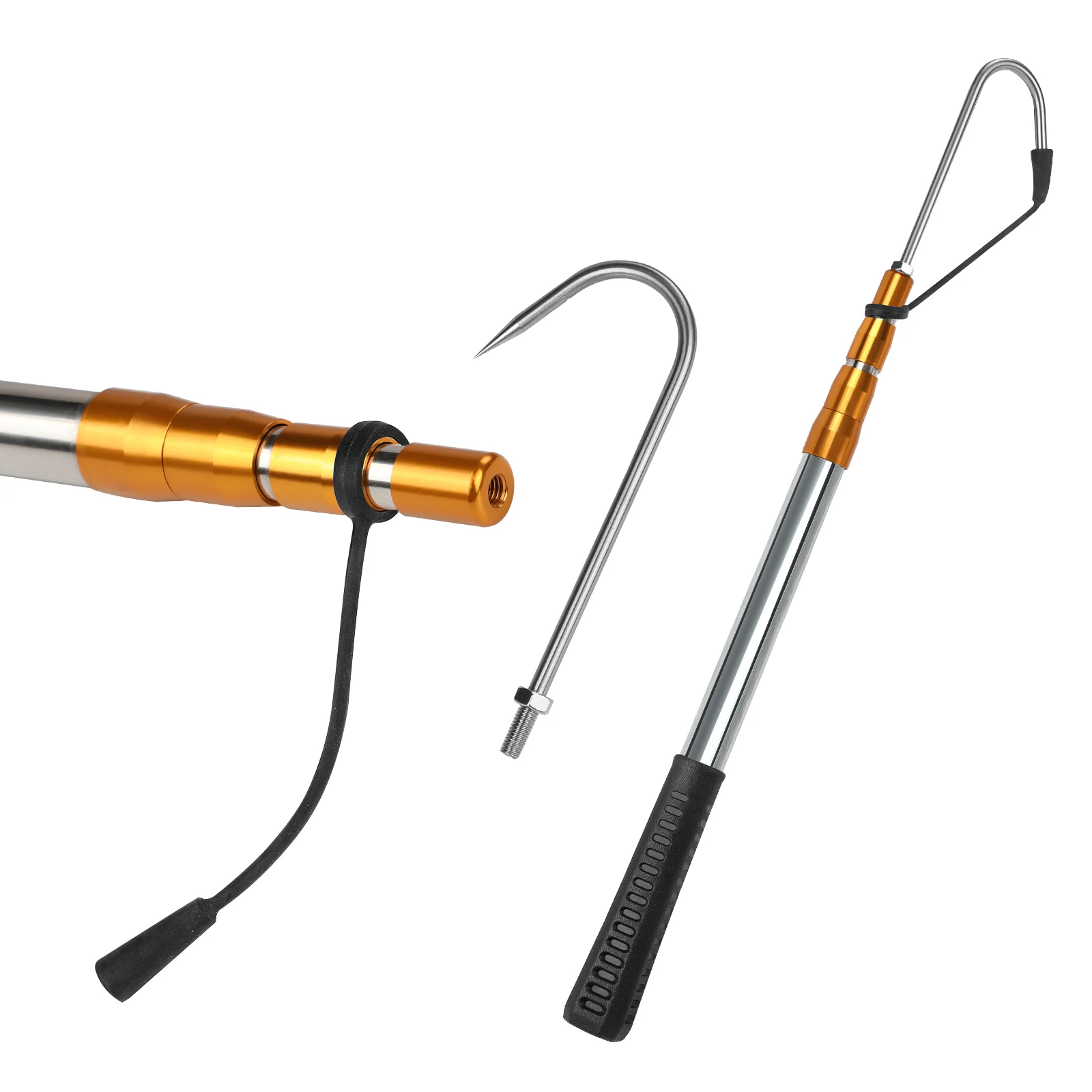 SANLIKE-poste telescópica para pesca en el mar, anzuelo de lanza de acero inoxidable, mango de goma para herramienta en alta mar para agua salada - imagen 2