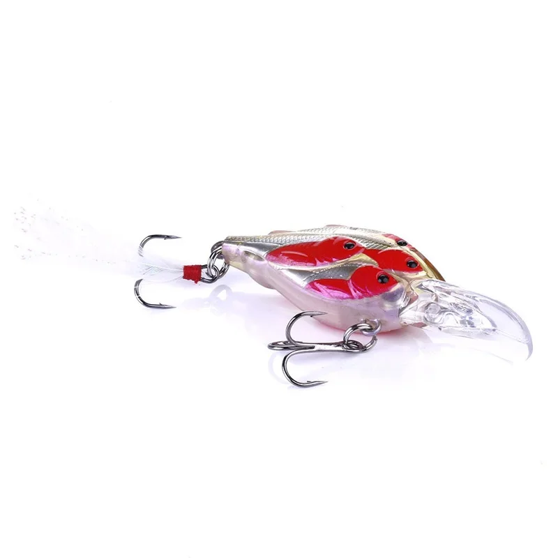 Cebo de pescado simulado con anzuelo de plumas para pesca en el mar de agua dulce, cebo duro Artificial flotante Mino, 7,5 cm, 9g, cebo de pesca en el mar