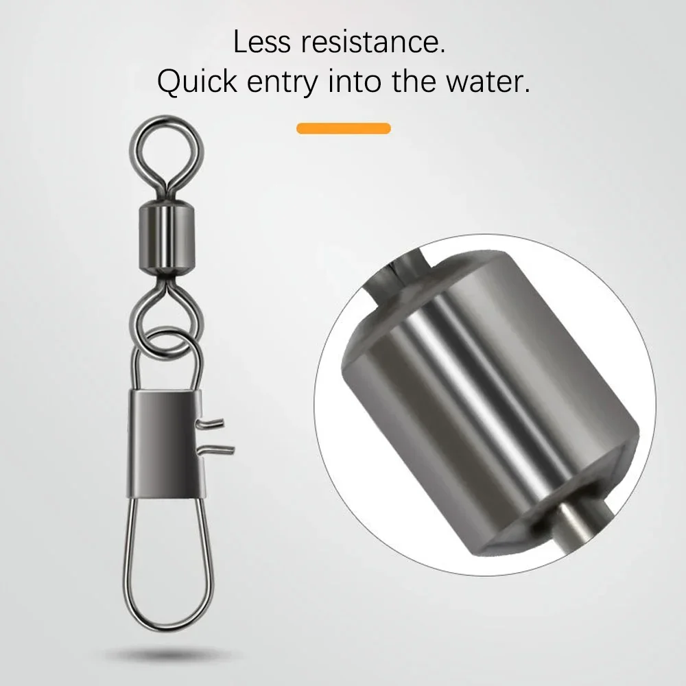 DNDYUJU 50 Uds conector de pesca giratorio con enclavamiento Snap de acero inoxidable para anzuelo señuelo aparejos de pesca - imagen 3