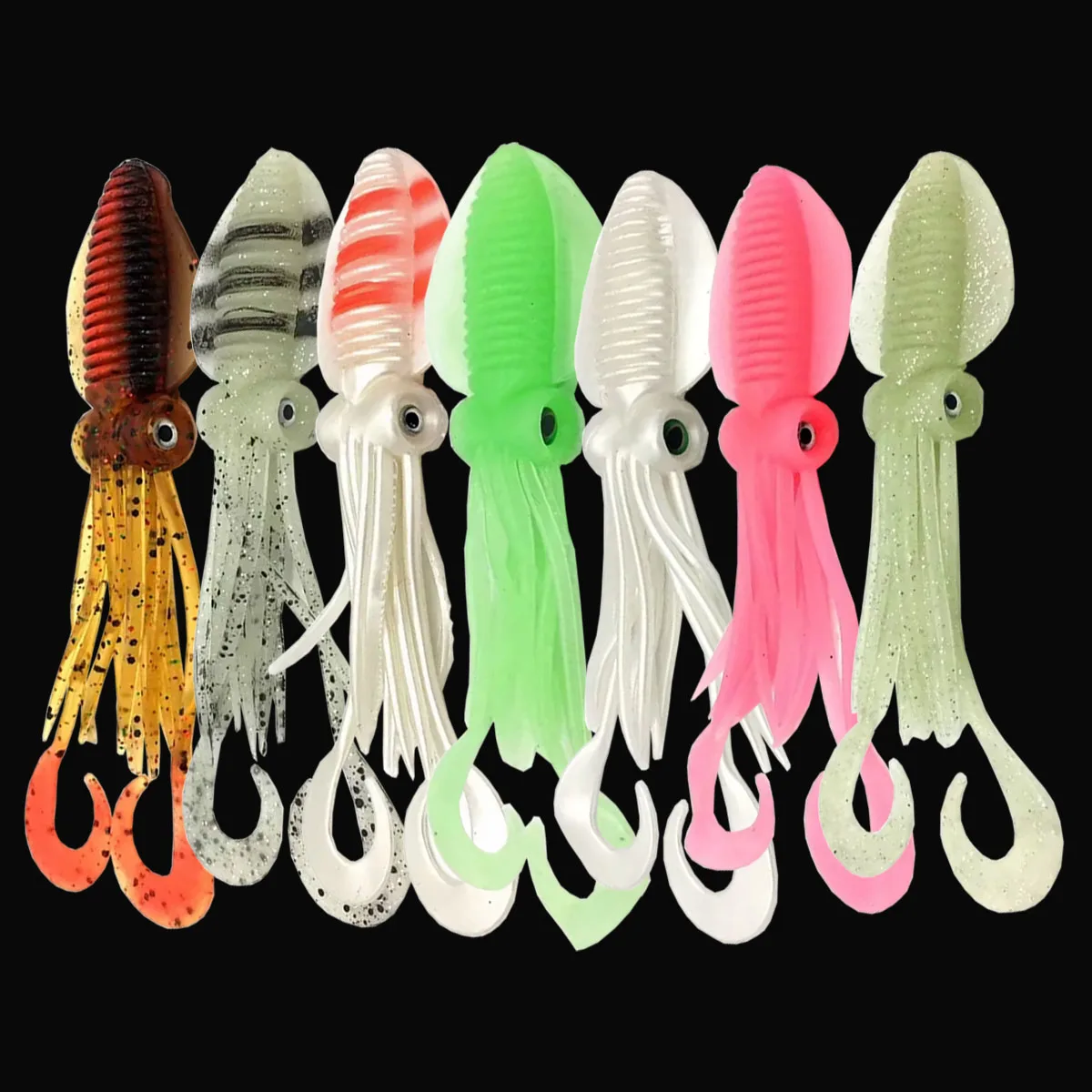 Señuelos de atún para pesca con plantilla de calamar UV, faldas de pulpo de 12/15/18cm, señuelo de plástico suave para pesca en el mar, 5 uds. - imagen 3