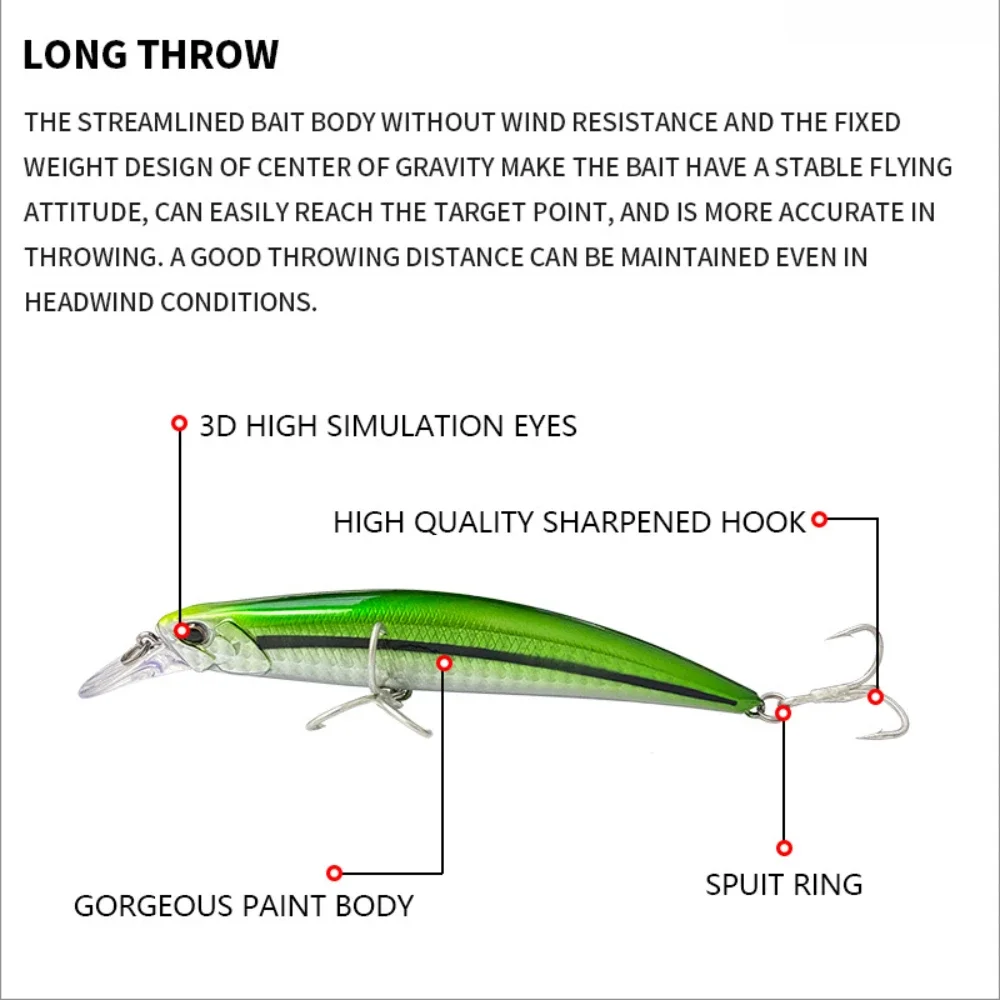 Señuelo de pesca Jerkbait de fundición larga, pececillo que se hunde, 110mm, 20,8G, aparejos de cebo Artificial para lubina de agua salada, 1 ud. - imagen 5