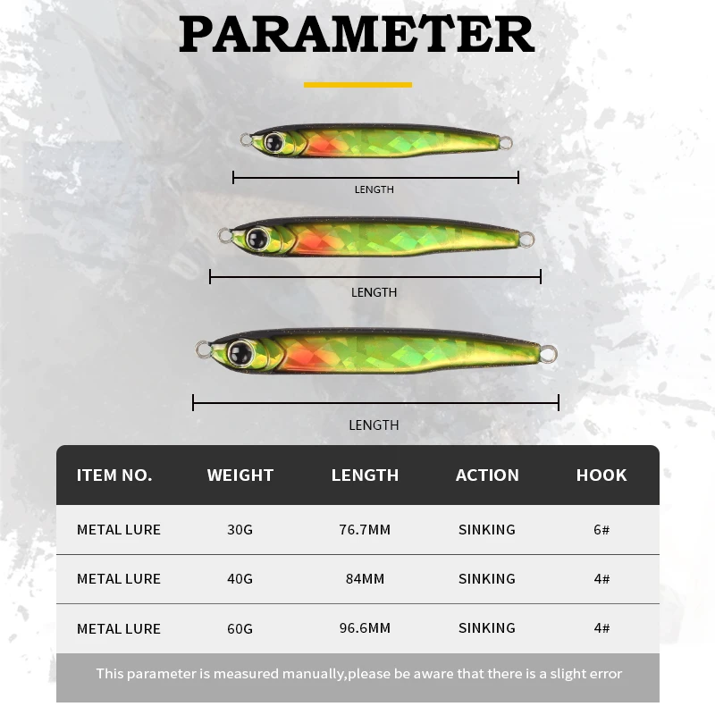 Señuelo de Pesca con plantilla de Metal, trabajo mágico, 30g, 40g, 60g, Color de ojos 3D, Señuelos de Pesca giratorios con láser, anzuelo Jerkbait, cebo Artificial - imagen 3