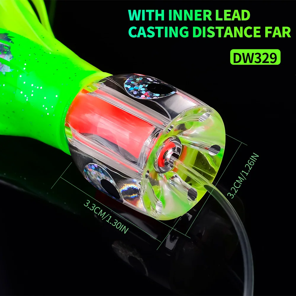 230mm 96g 9 pulgadas falda de pulpo cebo señuelo de curricán con agujero de agua aparejos de pesca accesorios de pesca al aire libre duradero práctico - imagen 5