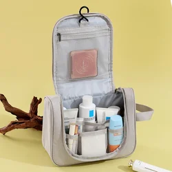 Bolsa de viaje plegable para maquillaje con gancho y forro impermeable