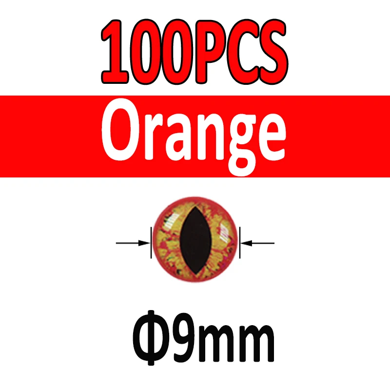 100pcs Orange 9mm