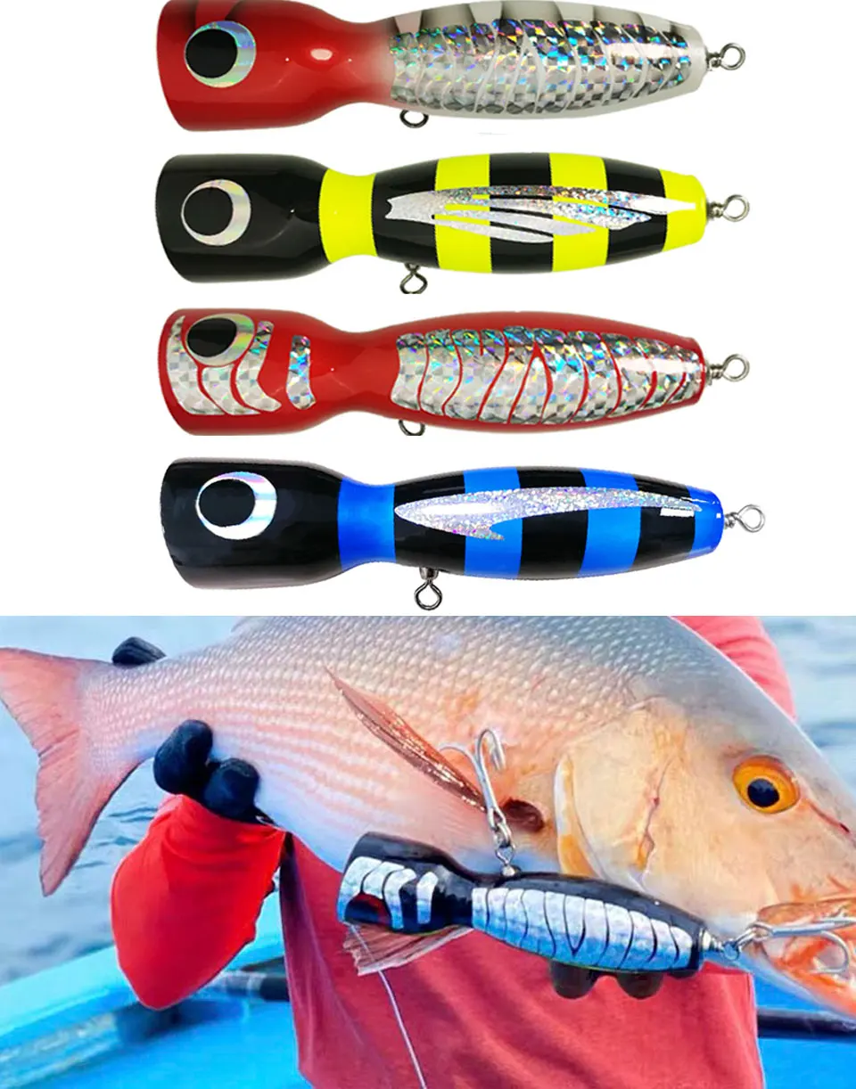 TEASER-señuelo de madera para pesca en el mar, cebo grande de 90g, 120g, 140g, para pescar Al curricán, Jigging, GT Kingfish, atún - imagen 5