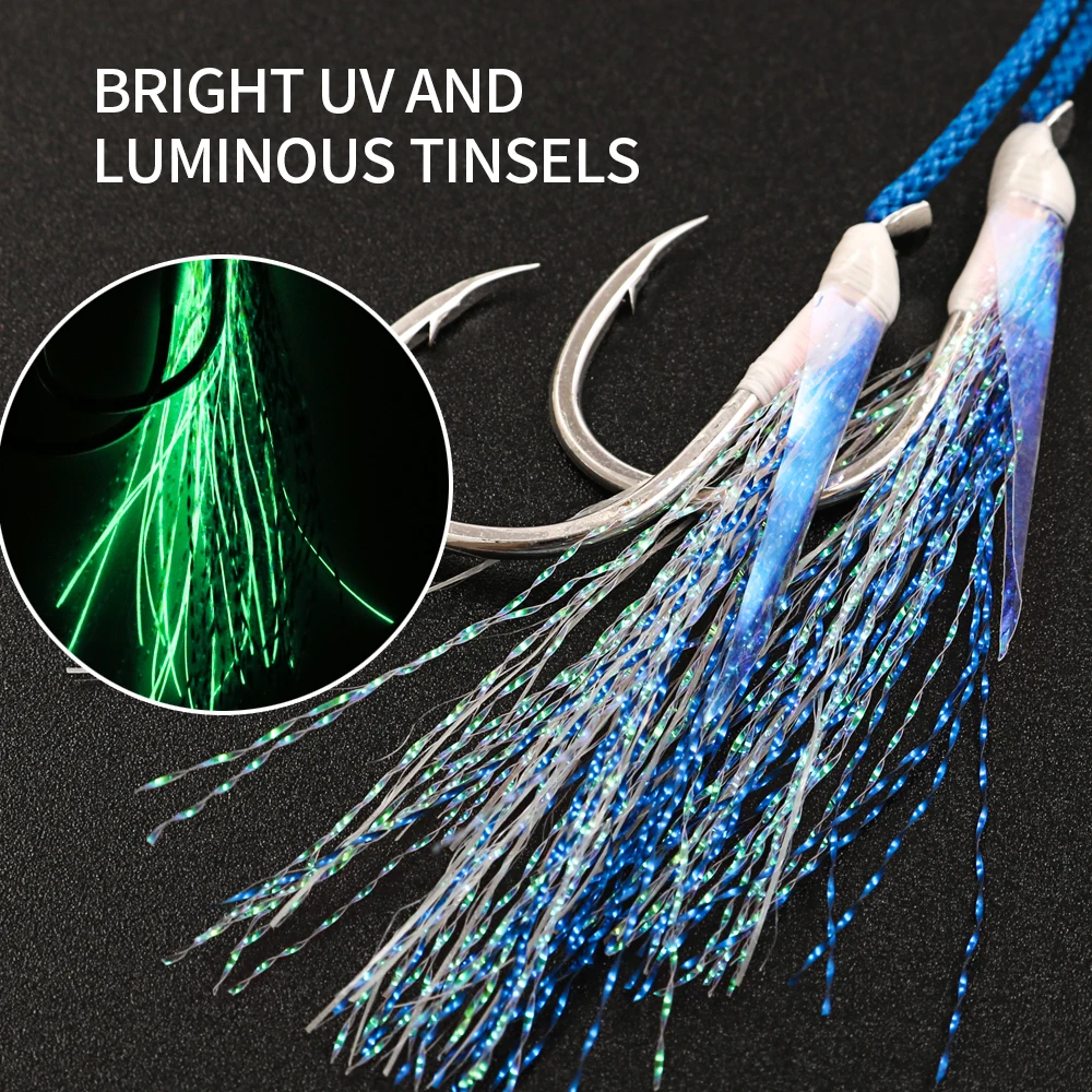 JIGGING PRO 1/0 2/0 3/0 4/0 anzuelos de doble asistencia para señuelo de Jigging anzuelos dobles BKK plantilla de Metal aparejos de pesca de mar - imagen 5