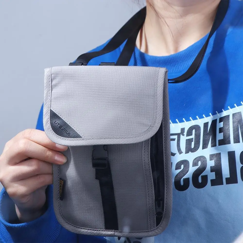 Bolsa de almacenamiento con cubierta para hombre y mujer, riñonera de viaje, monedero, tarjetero, bolsa para el cuello, soporte para pasaporte, billetera antirrobo - imagen 2