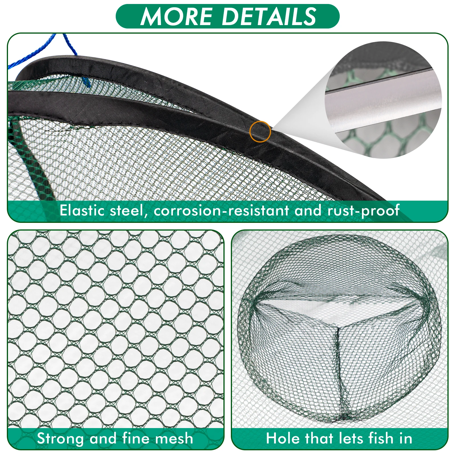 Trampa de cebo de pesca plegable THKFISH, red de pesca con 9/13 agujeros, jaula para camarones, malla de nailon, trampas plegables para cangrejos y peces, recogedor fundido - imagen 2