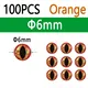 100pcs Orange 6mm