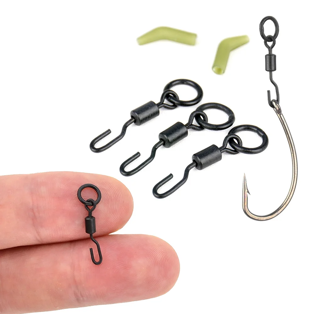 Hirisi 20 piezas broches giratorios para pesca de carpa con anillo sólido gancho de pesca de cambio rápido giratorios accesorios de pesca de alta calidad nuevo - imagen 3