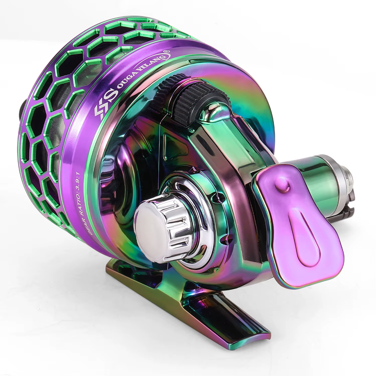 Rueda de freno Sougayilang carrete de Pesca Spincast 3,9: 1 carrete de señuelo de aleación de aluminio de alta velocidad con línea de Pesca trenzada de nailon - imagen 3