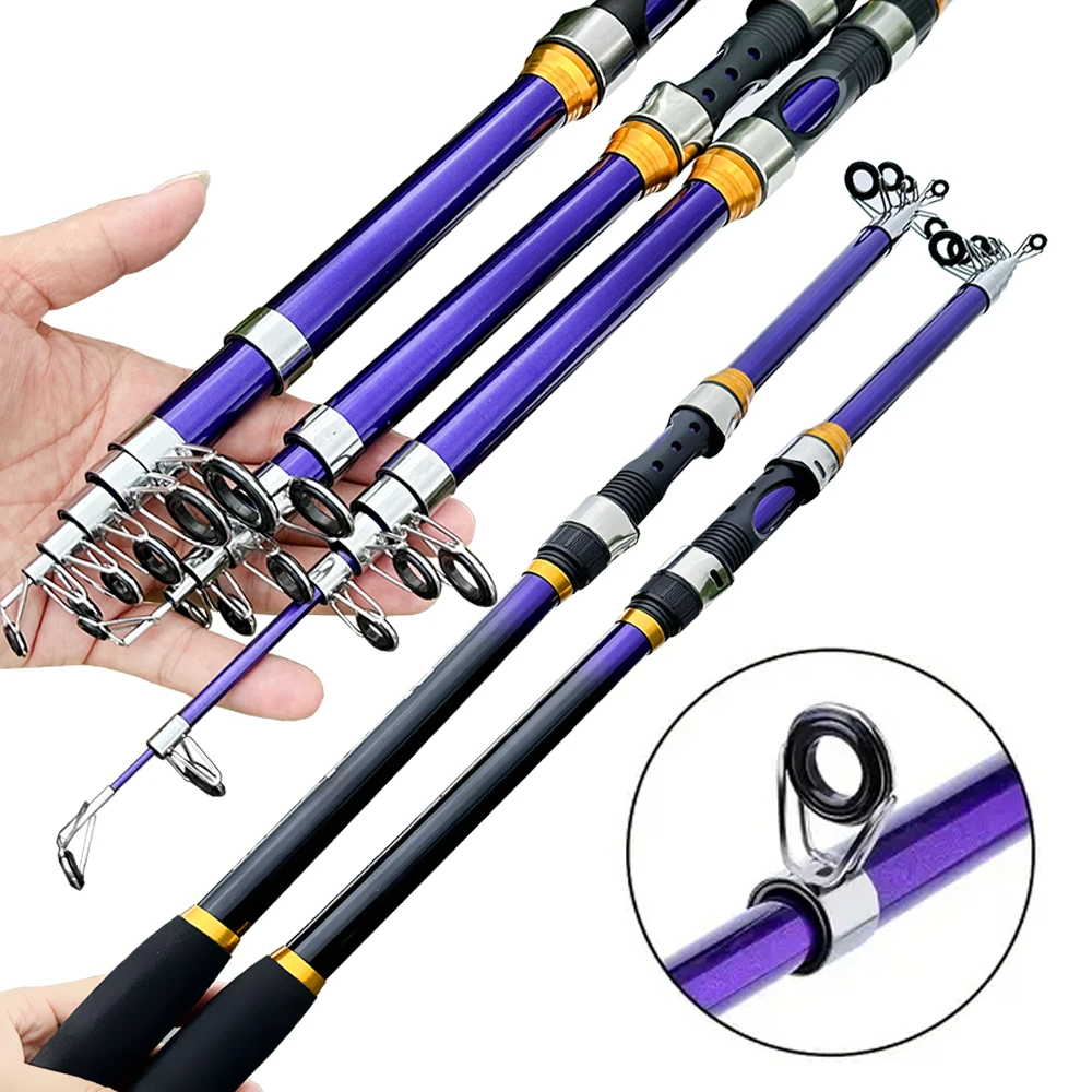 Caña de pescar giratoria dura, caña telescópica de mar de 2,1 M-3,6 M, accesorios de pesca al aire libre, cañas de fundición de orilla de largo alcance de alta calidad - imagen 3