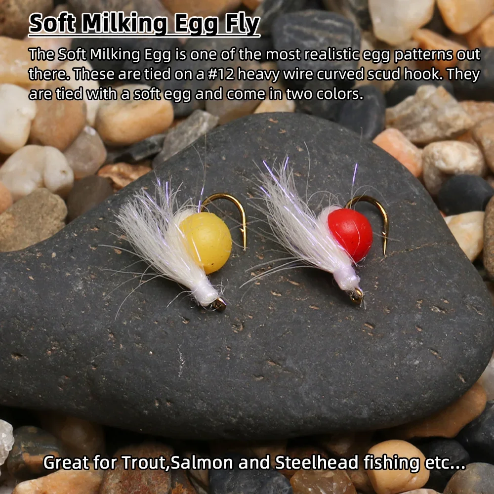 Wifreo 10 piezas # 12 huevos de ordeño suaves, mosca Artificial Glo Bug, salmón, huevos de pescado, hundimiento rápido, mosca húmeda, trucha, cabeza de acero, cebos de señuelo de pesca - imagen 3